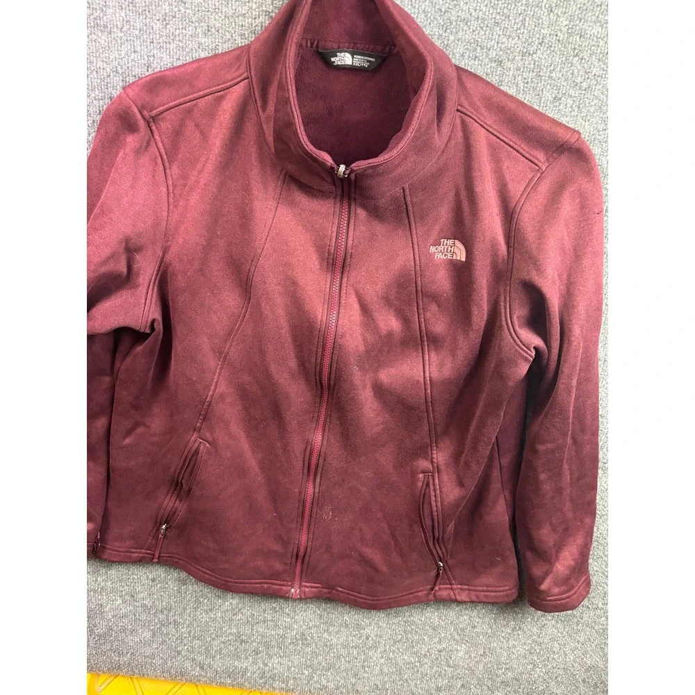 The North Face Fleece Jacket Womens XXL Burgundy Full Zip Mock Neck Softshell